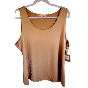 Ellen‎ Tracy 2X Sleeveless Tank Top Shirt Copper Slinky Stretch NWT $48